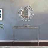 Butterfly Glass Console Table with Stunning Gold Foil Butterflies - Contemporary Accent Table Design