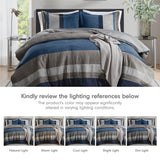 Fluffy Striped Pieced Faux Suede Comforter Set, Blue