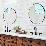 Van Buren Brushed Black Round Mirror