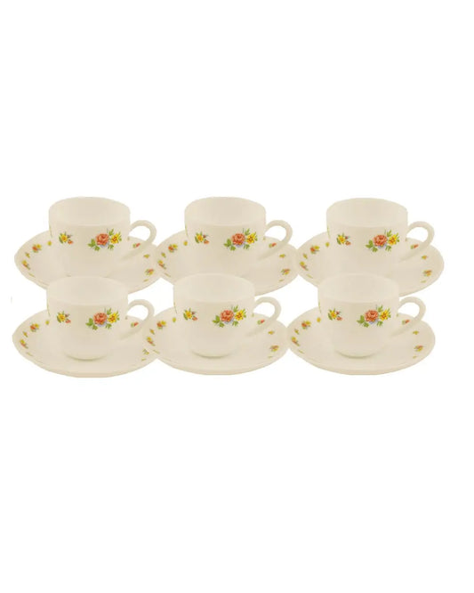 La Opola 6 Cup & Saucer Set Red Yellow Rose