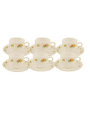 La Opola 6 Cup & Saucer Set Red Yellow Rose