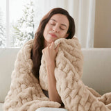 Soft Ruched 50x60" Throw Blanket, Tan