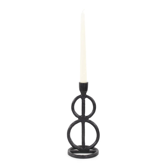 Double Circle Arman Aluminum Candlestick in Black