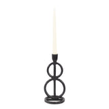 Double Circle Arman Aluminum Candlestick in Black