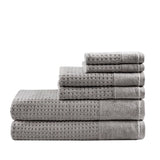 Spa Waffle 6-Piece Bath Towel Set [Certified], Dark Grey