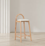 Calvin Mid-Century Modern Stool with Soft Faux Leather, Solid Wood Frame & Contemporary Style