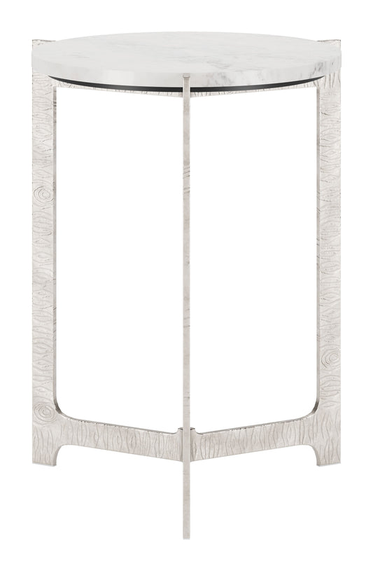 Barmas Side Table White & Silver