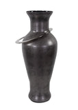 Black Ore Glass Vase with metal accent - Large