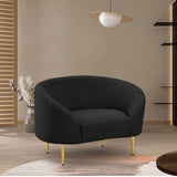 Ritz Boucle Fabric Chair - Elegant Comfort with Gold Metal Legs for a Chic Modern Living Space