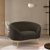 Ritz Boucle Fabric Chair - Elegant Comfort with Gold Metal Legs for a Chic Modern Living Space