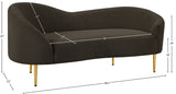 Ritz Boucle Fabric Loveseat - Elegant Comfort with Gold Metal Legs for Modern Living Spaces