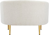 Ritz Boucle Fabric Chair - Elegant Comfort with Gold Metal Legs for a Chic Modern Living Space