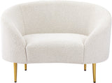 Ritz Boucle Fabric Chair - Elegant Comfort with Gold Metal Legs for a Chic Modern Living Space