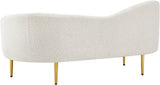 Ritz Boucle Fabric Loveseat - Elegant Comfort with Gold Metal Legs for Modern Living Spaces