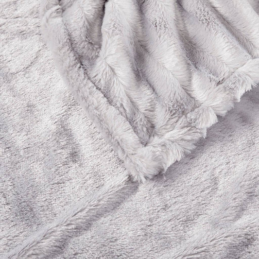Heated 50x70" Faux Fur Electric Throw Blanket, Grey