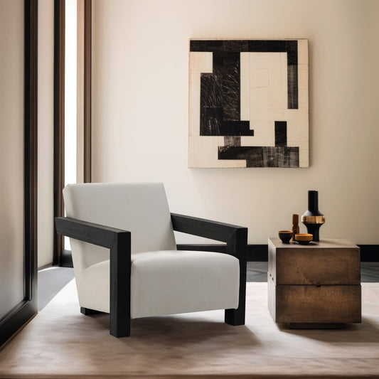 Ward Cream Linen Textured Accent Chair - Stylish Mid-Century Modern Design with Comfort & Durability