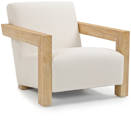 Ward Cream Linen Textured Fabric Accent Chair - Cozy Mid-Century Modern Design for Your Home