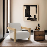 Ward Cream Linen Textured Fabric Accent Chair - Cozy Mid-Century Modern Design for Your Home