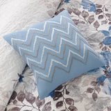 6 Piece Watercolor Floral Reversible Quilt Set, Blue