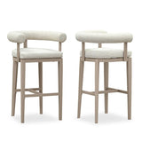 PURPLE LEAF Outdoor Bar Stools Set of 2 Modern Olefin Upholstered Barstools with Back and Armrest Bar Chairs for Garden Kitchen Island