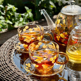 Honey Bee Glass Teacup & Saucer Set, 12 oz