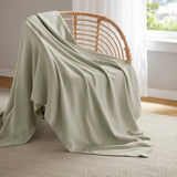 All-Season Egyptian Cotton Woven Bedding Blanket, Sage Green