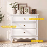 Wholesale White 3 Drawer Dresser for Bedroom, Wide Chest of Drawers