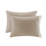 4 Piece Cotton Reversible Tailored Bedspread Set, Khaki