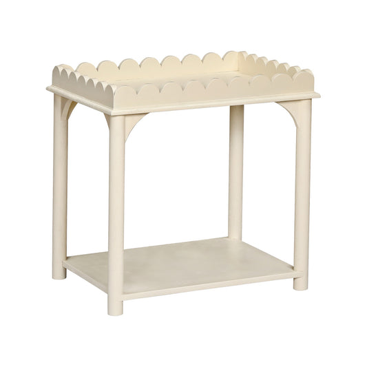 Scalloped Rectangle Side Table White