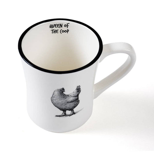 Black & White Gertrude Chicken Ceramic Coffee Mug