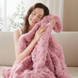 Soft Ruched 50x60" Throw Blanket, Pink