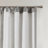 Cotton Printed Curtain Panel Chenille Stripe Lining, Gray