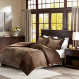 Corduroy Plush Comforter Mini Set, Brown