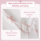 Soft Bow Embroidered Quilt Mini Set, Pink