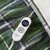 Plaid Velvety Shepra Heated Throw, Green