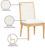 Bristol Dining Chairs - Set of 2 Modern Channel Tufted Chairs with Stylish Wood Frame for Dining Room