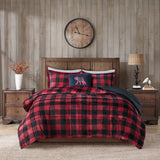 Plush To Sherpa Winter Comforter Set, Red Buffalo Check