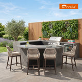 PURPLE LEAF Patio Sunbrella Bar Stools Set of 2  Rattan Bar Aluminum Bar Stool Outdoor Barstools with Back and Cushion for Garden Kitchen Island