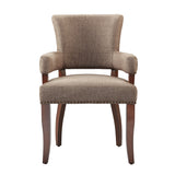 Armed Dining Chair with Nailhead Trims, Brown