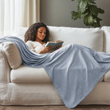 Diamond Jacquard Soft Bamboo Cotton Blanket, Light Blue
