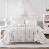 Soft Bow Embroidered Quilt Mini Set, Black