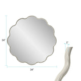 Kushi Round Scalloped Edge Mirror in Glossy Nickle