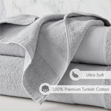 500GSM Turkish Cotton Quick Dry Plush Towel Set, Light Grey