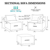 Modular Modern Comfy Sectional Sofa Couch, Silver Grey