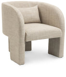 Sawyer Accent Chair - Modern Boxy Design with Woven Fabric, Back Support Pillow, Perfect for Guests