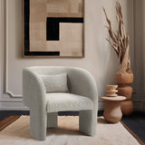 Sawyer Accent Chair - Modern Boxy Design with Woven Fabric, Back Support Pillow, Perfect for Guests