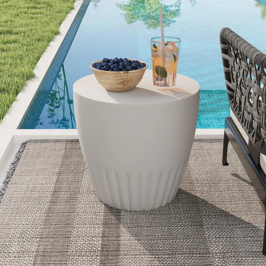 Round 16.5" Mgo Stone Outdoor/Indoor Side Table