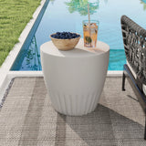 Round 16.5" Mgo Stone Outdoor/Indoor Side Table