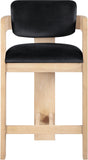 Sacha - Velvet Stool With Natural Base