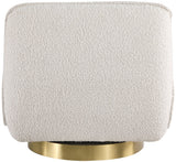 Geneva Contemporary Swivel Accent Chair with Brushed Gold Base and Solid Wood Frame for Stylish Comfort